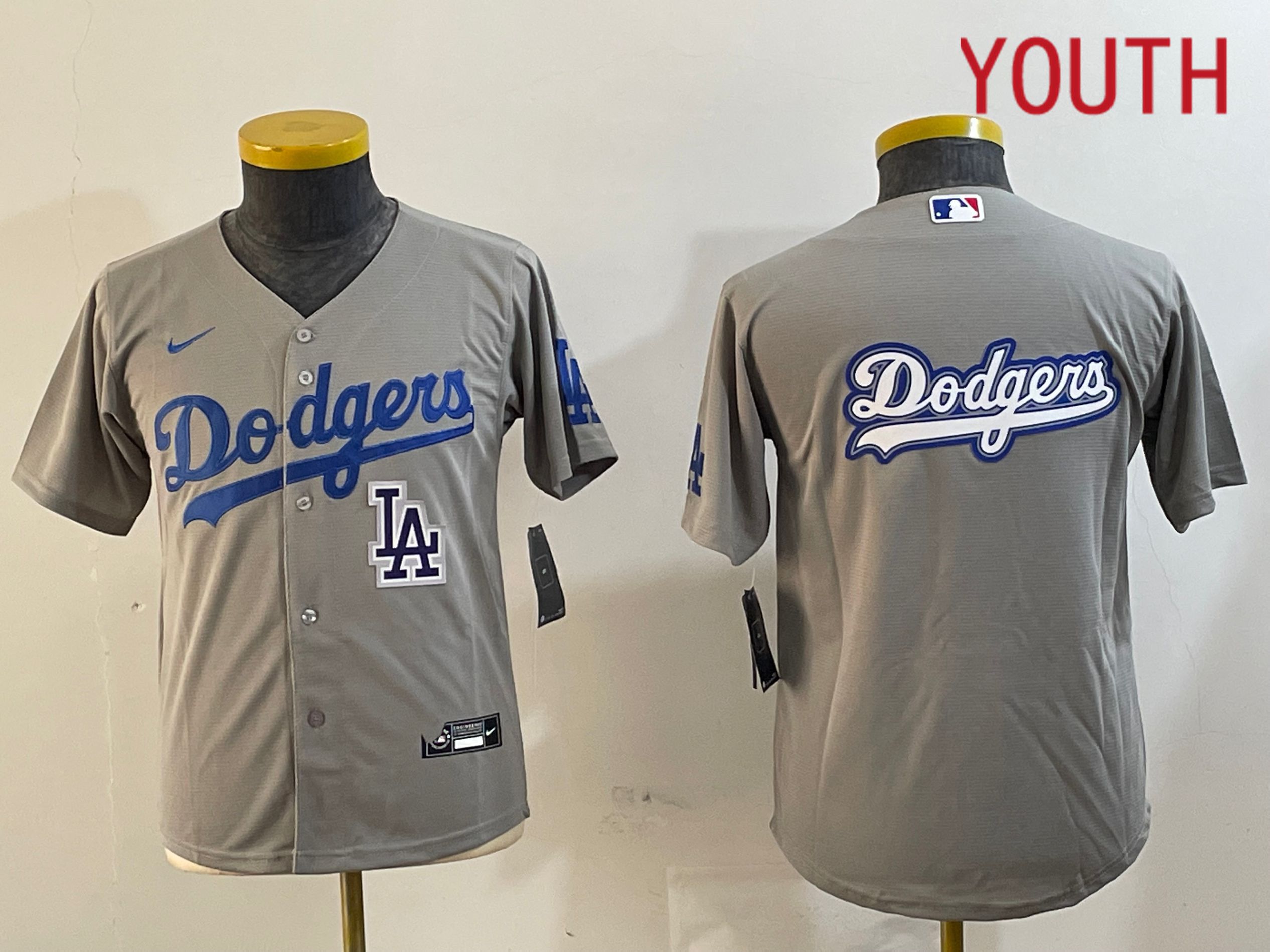 Youth Los Angeles Dodgers Blank Grey Game 2024 Nike MLB Jersey style 12165->youth mlb jersey->Youth Jersey